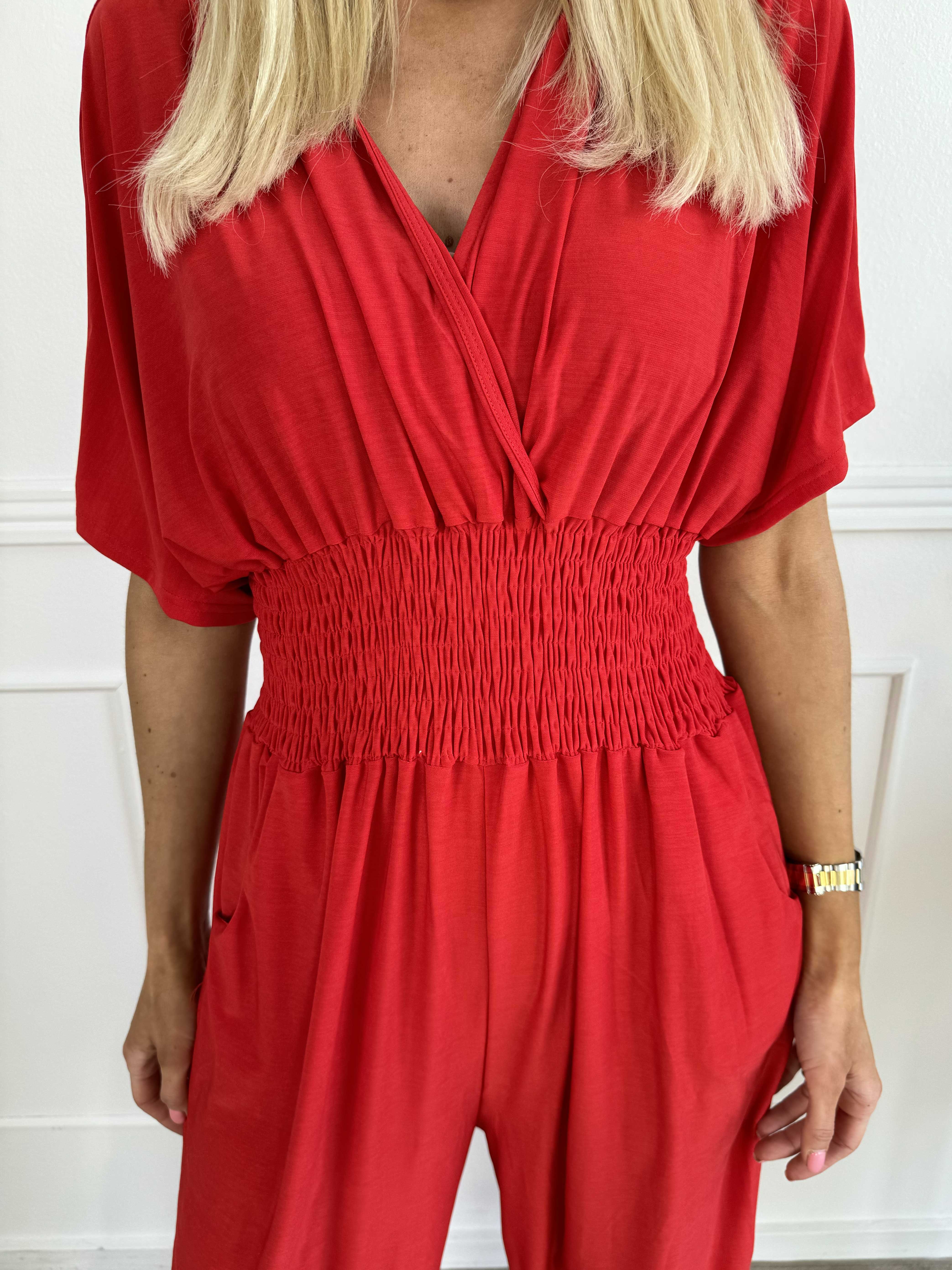 Pams Plain Jumpsuit - Elastisk ensfarvet buksedragt